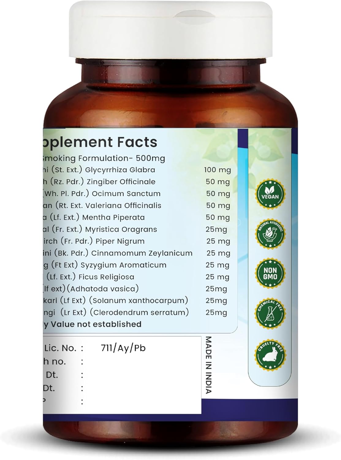 NicoShield | Herbal Support for Smoking | Helps Reduce Cravings | Ayurvedic Supplement | 120 Veg Capsules