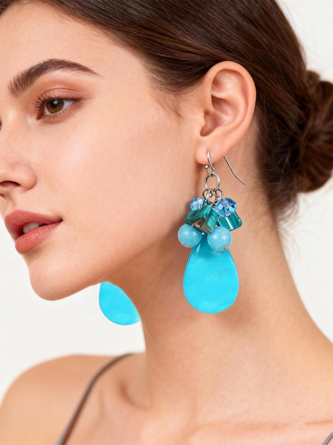 Elisheva Natural Gemstone Earrings for Women, Semi Precious Stone Cluster Earrings, Reiki Healing Crystal Teardrop Dangle Earrings, Vintage Boho jewelry - Image 6