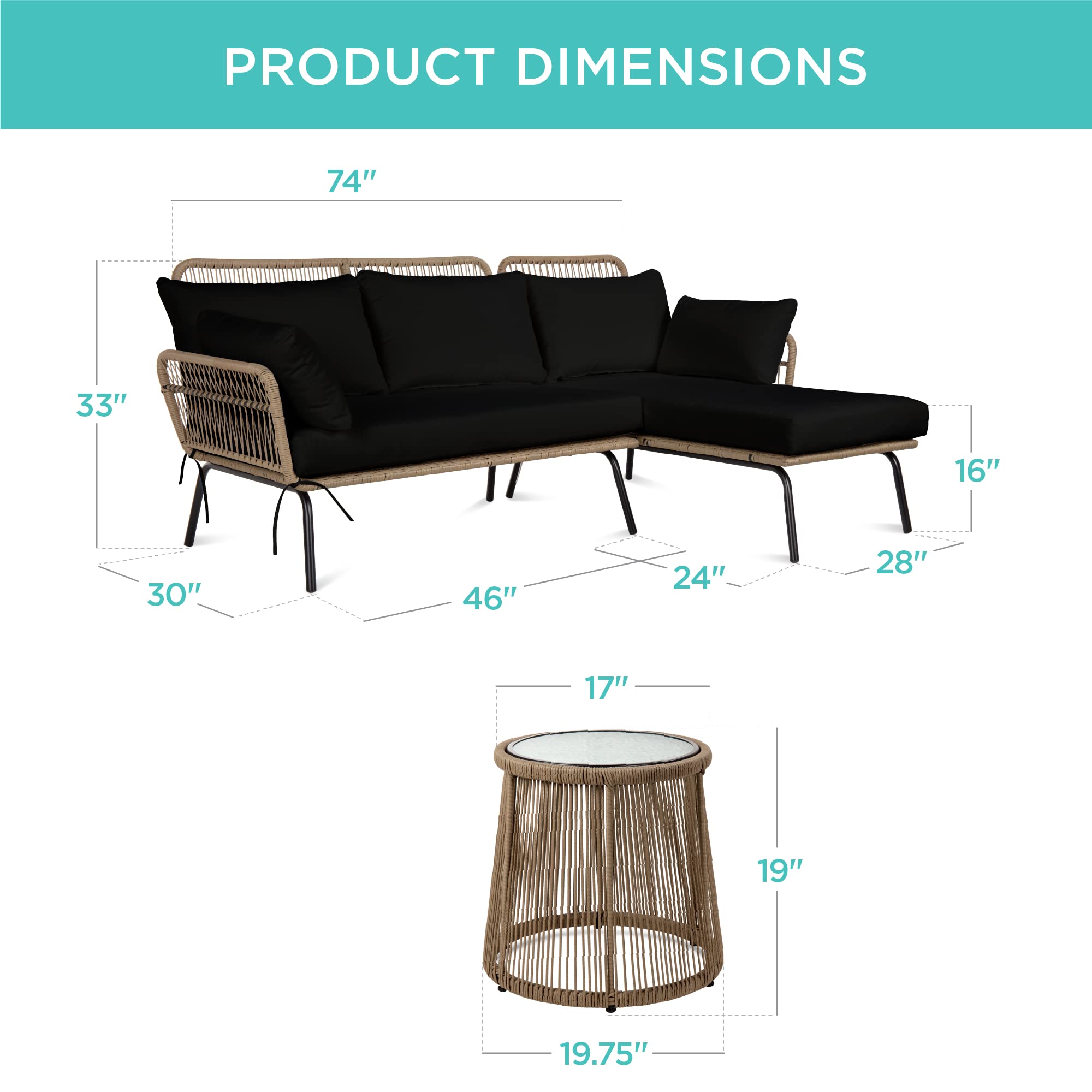 Best Choice Products Outdoor Rope Woven Sectional Patio Furniture L