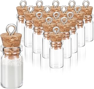 16PCS Small Glass Bottles With Cork Lids, 1ml Mini Wishing Bottles, Clear Decorative Bottle, Tiny Jars for Christmas, Halloween, Wedding Party Decorations, DIY Arts and Crafts (10x30mm/0.4x1.18Inch)