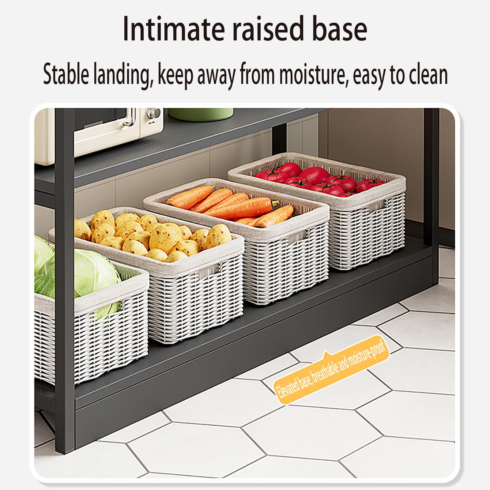 Étagère multifonction Sto de cuisine à 3 niveaux en bois de cerisier en érable, support pour casseroles, nizer peu encombrant, 80 x 35 x 100 cm