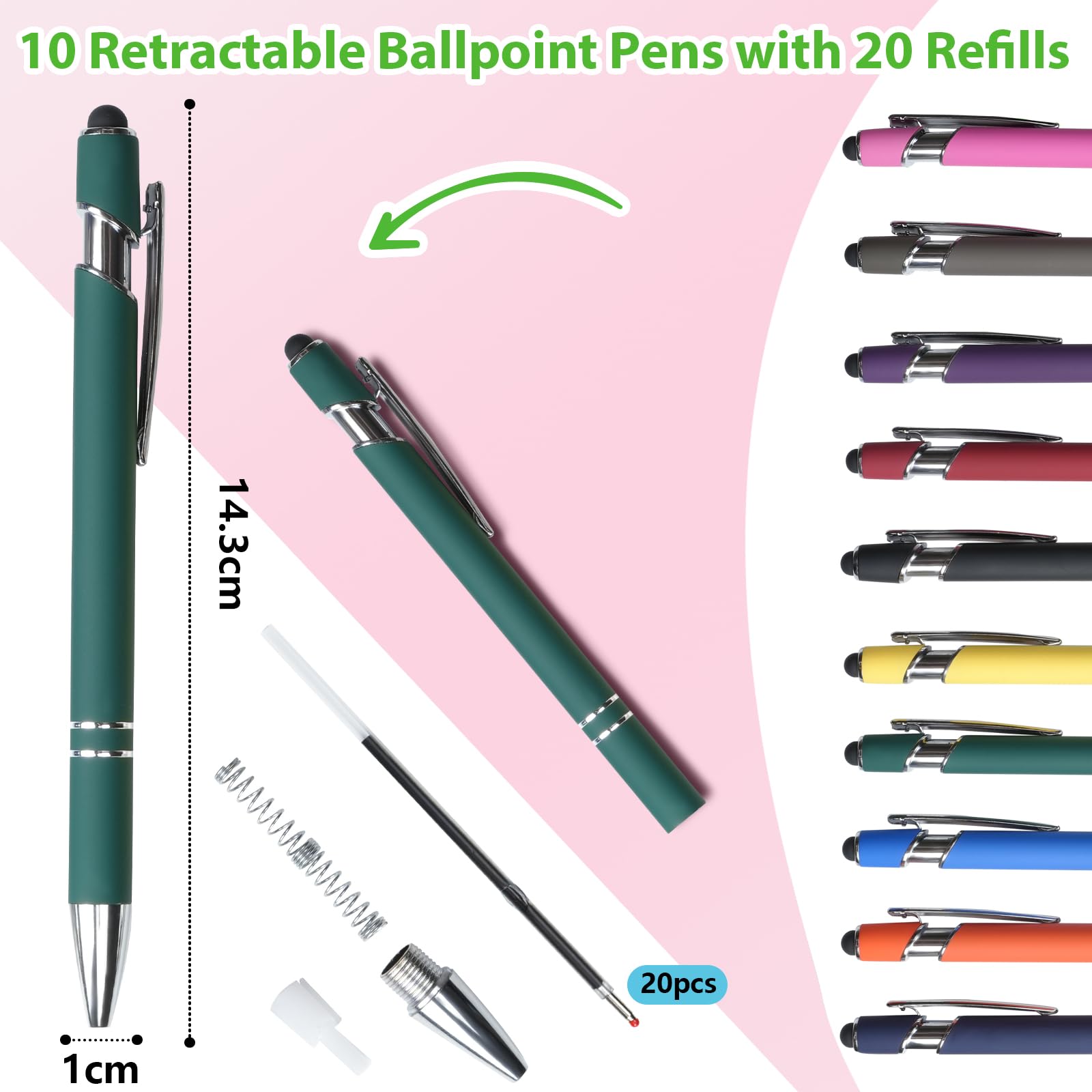 Hengxinchen Kugelschreiber Set 10 Stück - Mit Touchpen Für Tablet & Handy