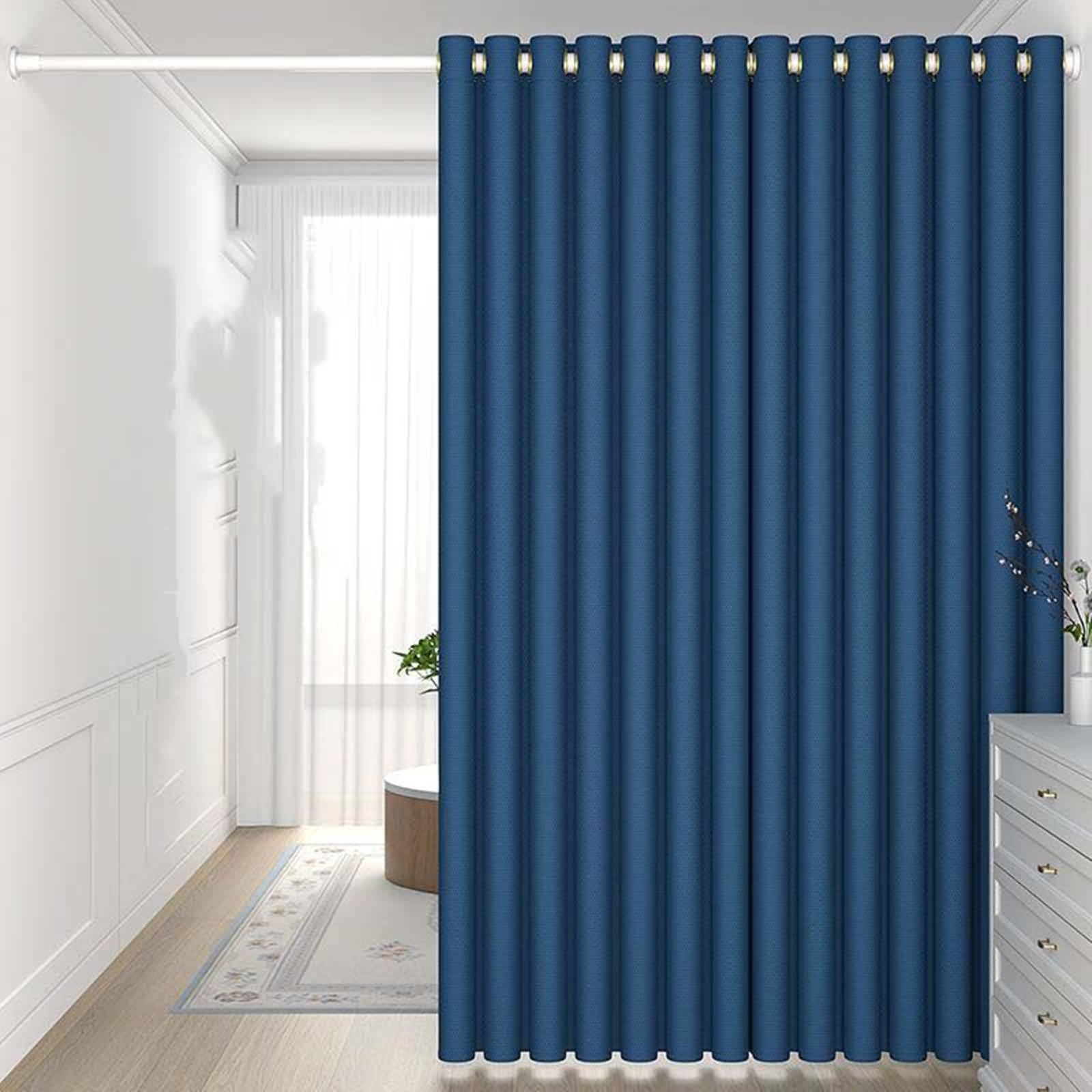 Occhielli x Tenda da Bagno,300 W x 200 H CM,Tenda per Vasca da Bagno Blu Scuro Tinta Unita Tenda per Doccia in Poliestere Ganci per Tenda Doccia