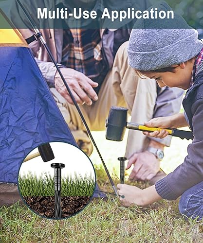 Miniatura 6 de Paquete de 50 estacas de plástico de 8 pulgadas para bordes de paisaje, perfectas para anclar barreras de malezas, bordes de pavimentación, césped