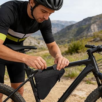 Polyester Bicycle Frame Bag, Waterproof Bike Storage With Reflective Strips, Universal Triangle Bike Bag For Mountain And Road Bikes