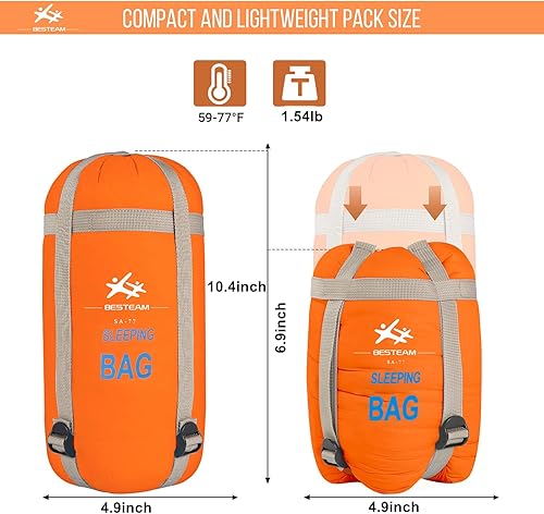 Miniatura 2 de Saco de Dormir para Clima Cálido - Portátil, Impermeable, Compacto, Ligero, Empacable para Niños, Adolescentes, Adultos, para Camping, Mochilero,
