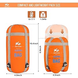 WERTYCITY Warm Weather Sleeping Bag - Portable Waterproof Compact Lightweight, Packable for Kids, Teens Adults Camping Backpacking Hiking, Spring Summer Fall