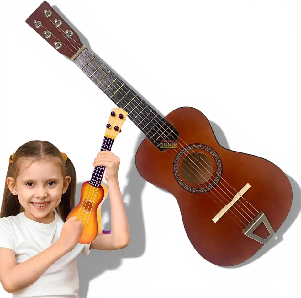 Mini Violão Infantil Madeira Acústico 6 Cordas Crianças | Brinquedo Musical Educativo Iniciantes 3 A 7 Anos Ideal Estimular Criatividade Interesse Música