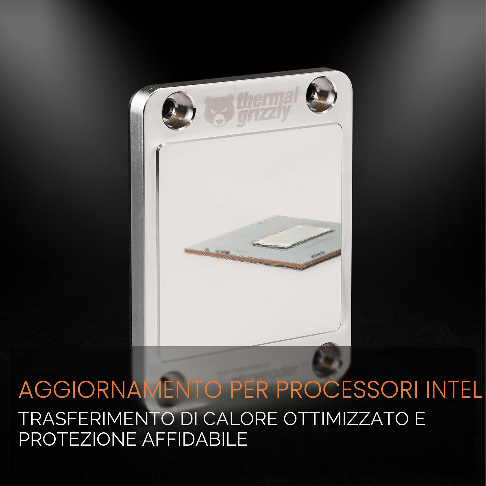 Thermal Grizzly Intel Heatspreader V1 - Dissipatore di calore ad alte prestazioni per CPU Intel, superficie di precisione diamantata e nichelata