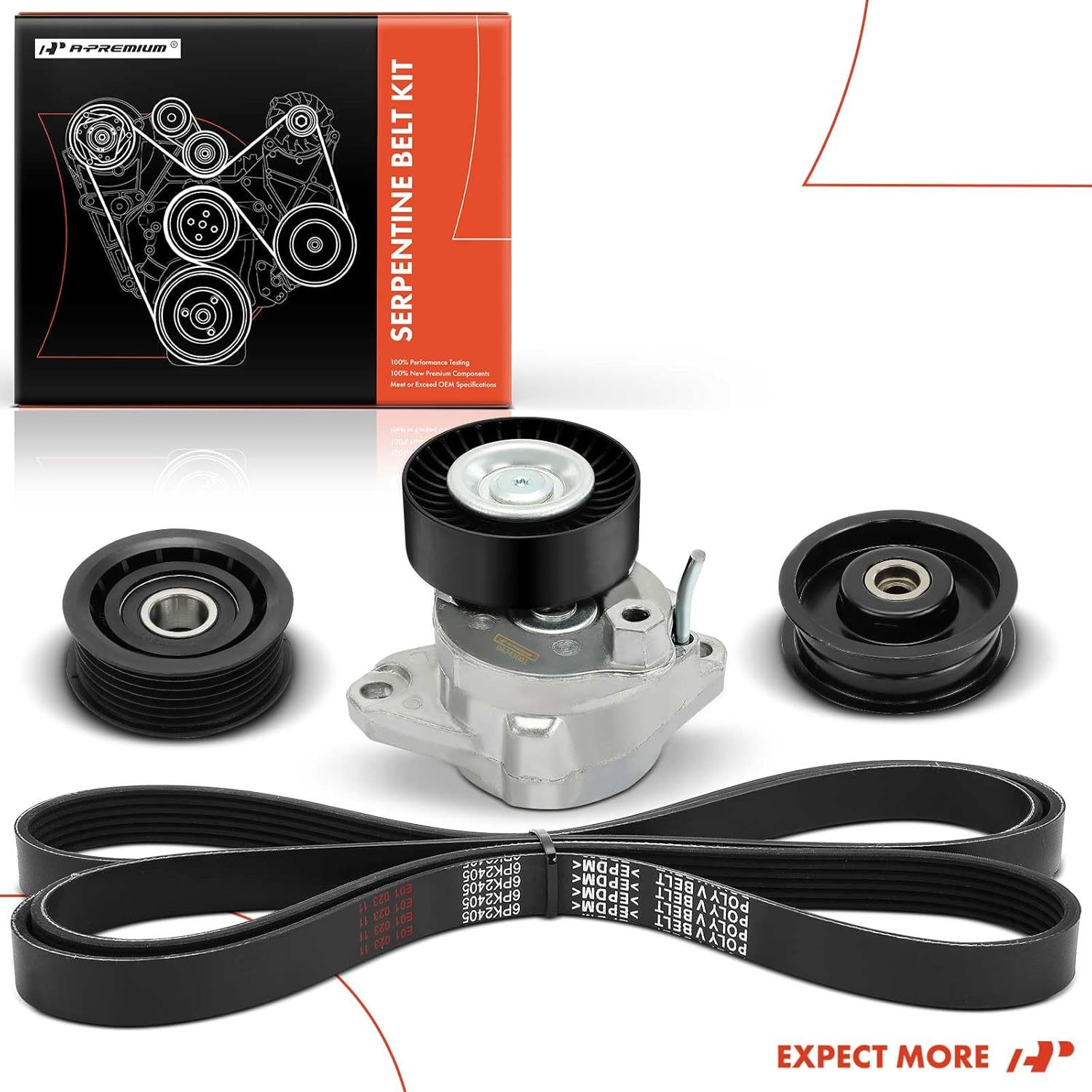 A-Premium Engine Serpentine Belt Drive Kit Compatible with Mercedes-Benz C230 2006-2007, ML350 2006-2009, S550 2007-2008, R350 2006-2008, SLK280 2006, SLK350 2006-2007, CLK350 2006-2007, CLK550, SL550