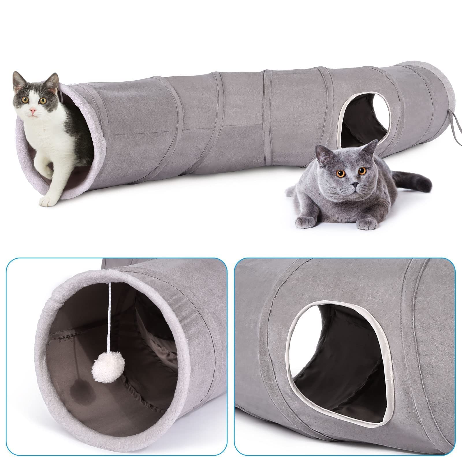 Ownpets Túnel para Gatos, Juguetes para Gatos Tunel, Túneles en Forma de S, Extensibles y Plegables, Túneles para Gatos y Tubos para Interiores, Gatos, Cachorros, Conejos y Gatitos, 120 x 25 cm