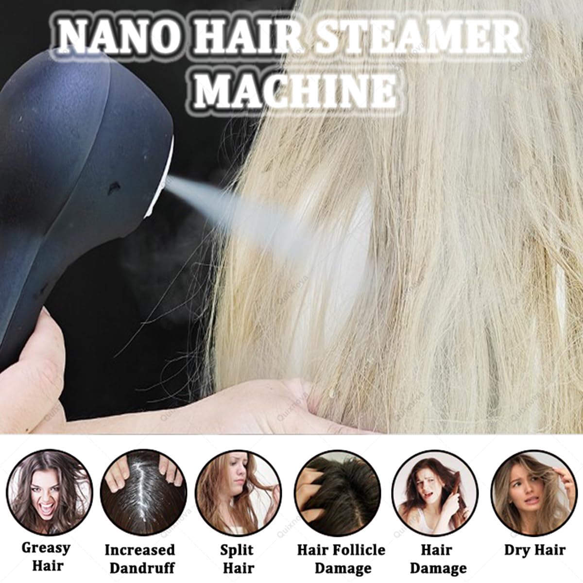 Vaporiera per capelli nano 5 in 1,processore professionale a ultrasuoni e micro nebulizzazione,macchina multifunzionale rimovibile per la cura dei capelli con cappuccio per la cura dei capelli
