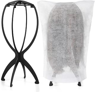 ProSuites 2-Pack Wig Stand Holder with 2 Dust Bags - Foldable Breathable Wig Display for Salon, Home, Travel & Multiple Wigs