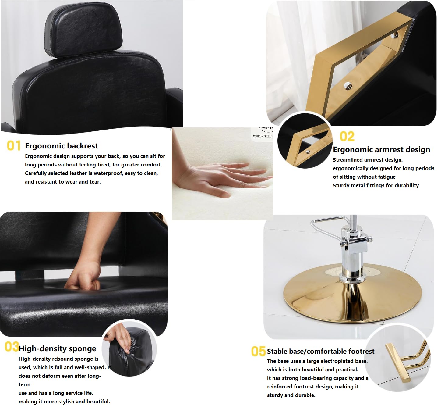 Sillón de peluquería para spas, Asiento Extra Ancho, Estructura Resistente, Altura Ajustable, Giro de 360°, Disco Cuadrado Gris.