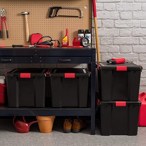 Vista 8 de IRIS USA IRIS USA - Contenedor organizador de plástico hermético de 74 cuartos de galón con tapa duradera y sellado y hebillas de cierre seguras