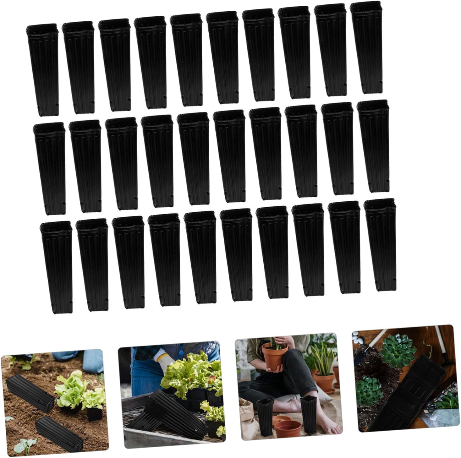 Healifty 50pcs Black Plastic Fruit Planting Bags Thickened Seedling Grow Pouches with Water Permeability for Garden Nursery Transplanting