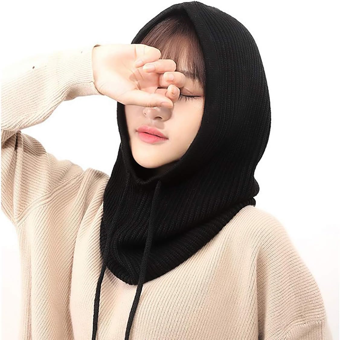 Balaclava Face Mask with Drawstring, Winter Neck Gaiter, Ski Mask, Face Cover Scarf for Skiing