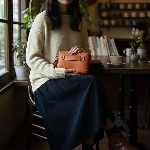 Miniatura 2 de IJUN Bolso de mano vintage hecho a mano para mujer, cuero de vaca curtido vegetal de aceite de grano completo