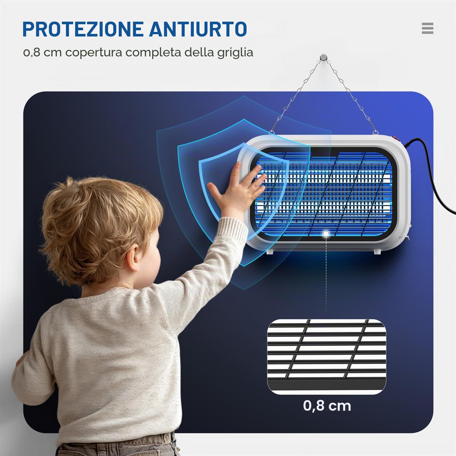 Lampada Antizanzare Elettrica, 20W UV Zanzariera Elettrica, 2 UV LED Lampe Anti Moustique Eliminatore Elettrico di Insetti Acchiappamosche per Zanzare, Mosche, Cavo 1.5m