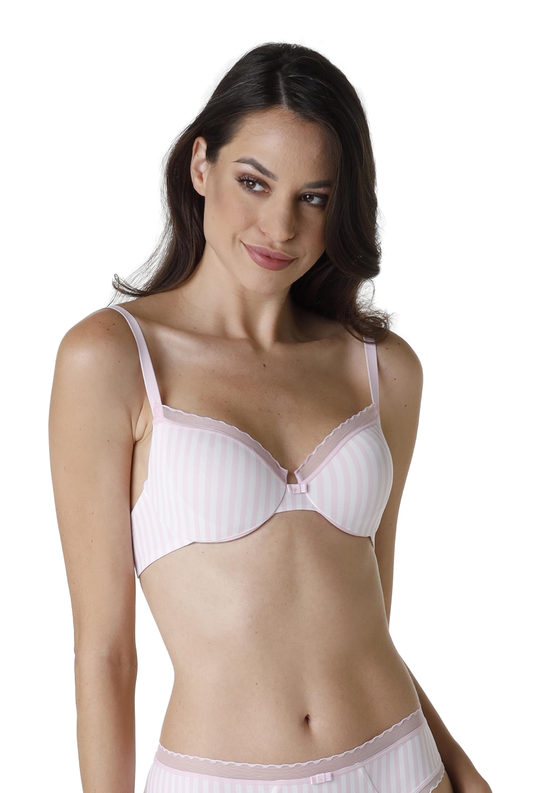 Lovable My Daily Comfort Printed Women's Underwired Bra, White Pink Stripes, 36 / 4D
