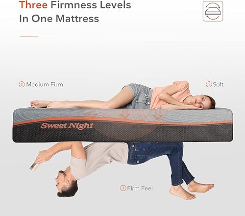Miniatura 2 de Sweetnight Whisper - Colchón de espuma viscoelástica de gel de 12 pulgadas tamaño King con tres niveles de firmeza de suave a firme impregnado con