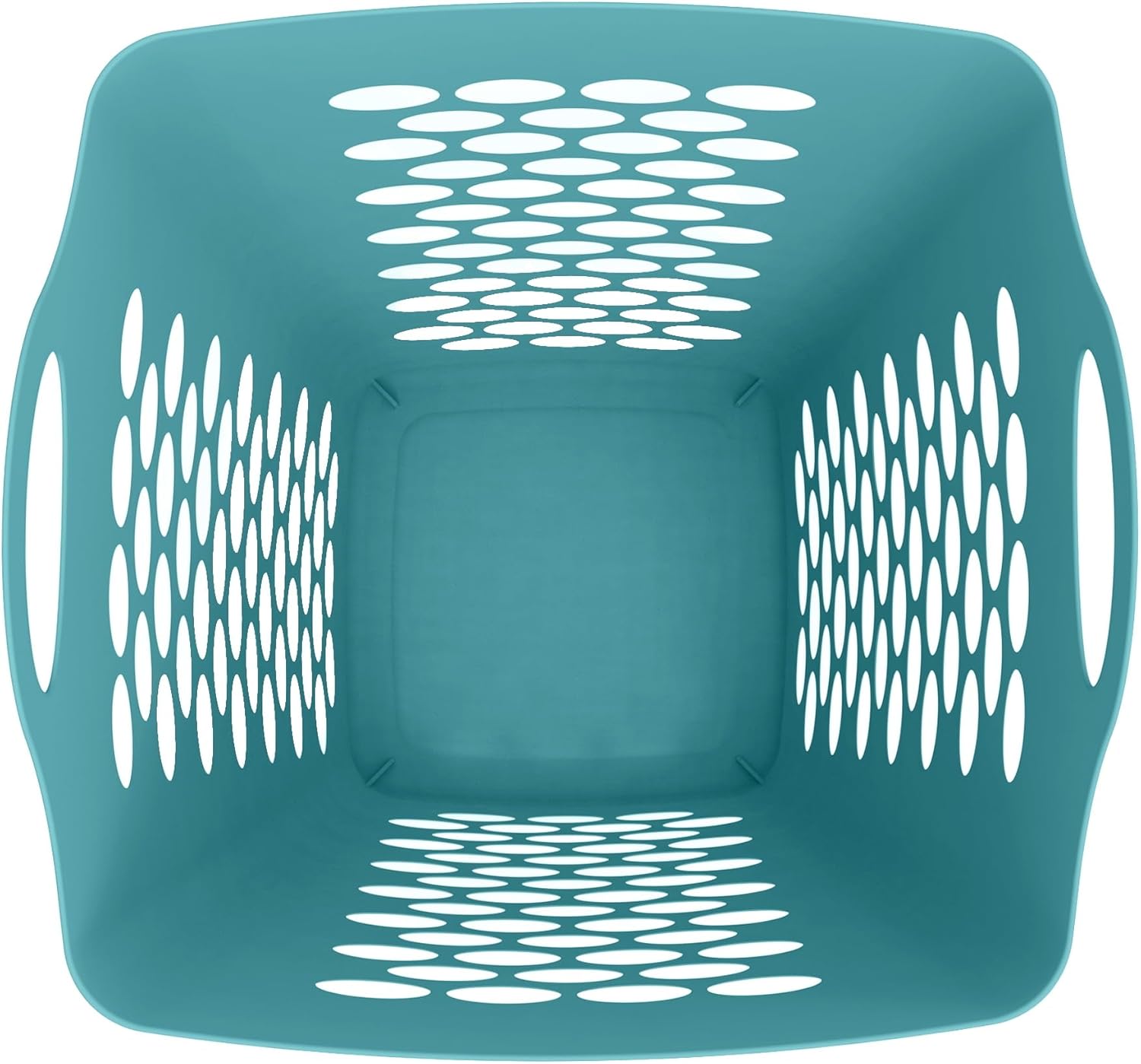 2 Bushel Square Laundry Hamper with Ventilation Holes, Flexible Plastic Teal Laundry Basket, 26" Height for Apartment & Dorm