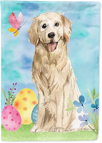 Caroline's Treasures CK1915GF - Bandera decorativa para jardín con diseño de huevos de Pascua, diseño de huéspedes dorados, tamaño de jardín,