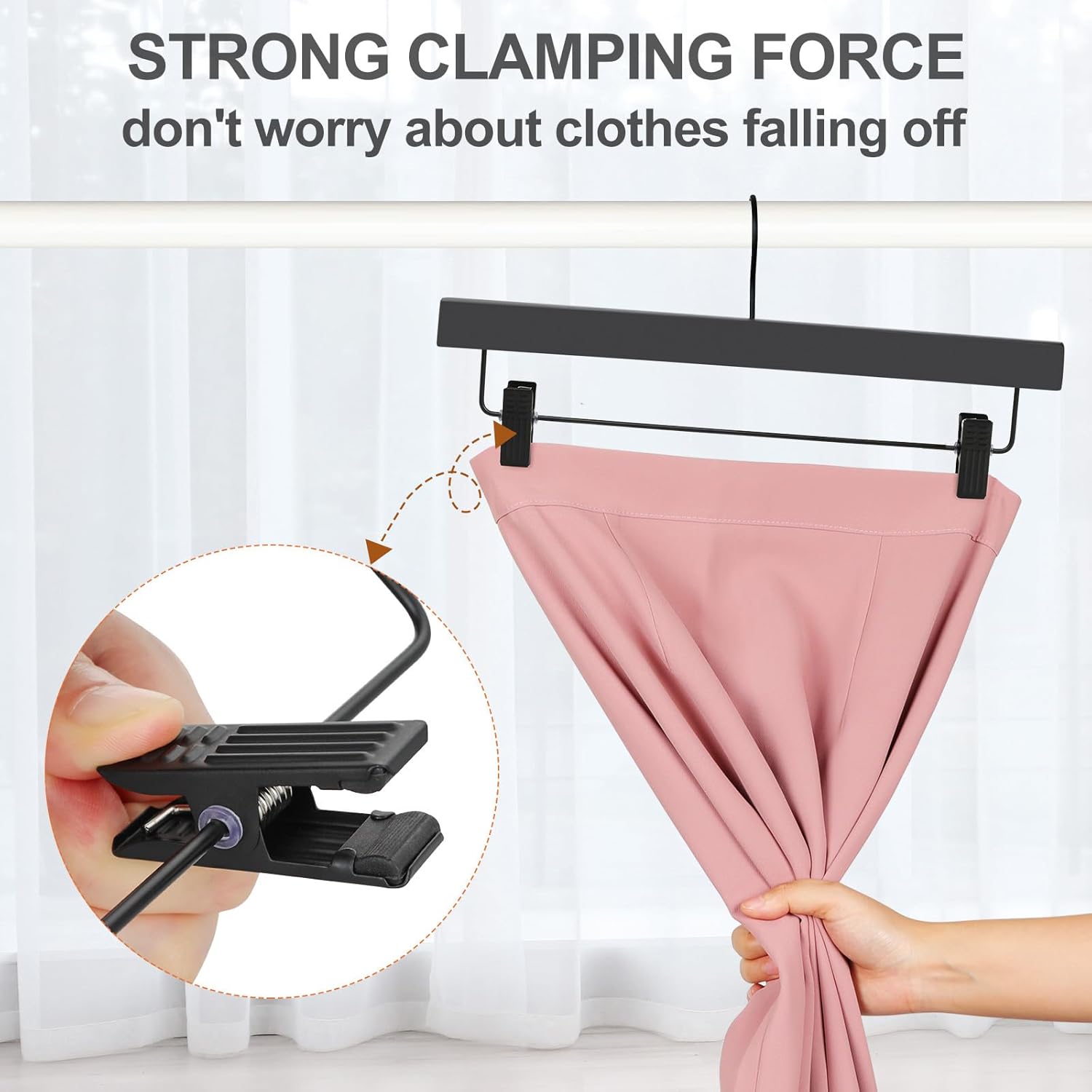 TOPIA HANGER Black Rubber Wooden Hangers 12 Pack with Rubber Wood Pants Hangers 10 Pack