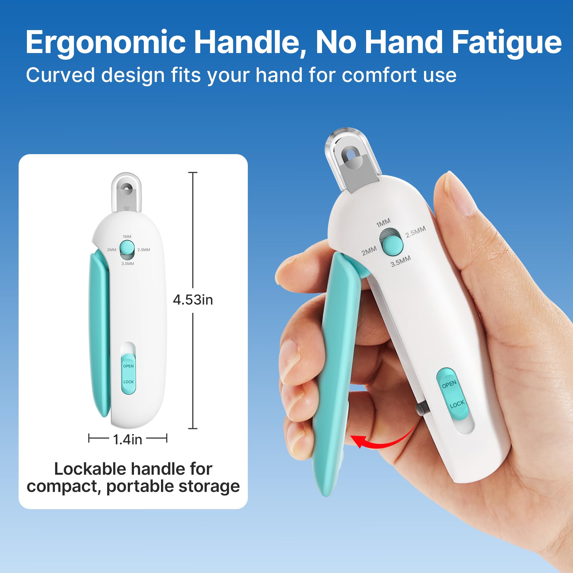 Potaroma Cat Nail Clipper with Adjustable 3-Size Trimming Hole & Hidden Nail File | Safe Toenail Trimmer for Kittens & Indoor Cats | Anti-Splash Claw Cutter for Grooming (Blue) - image 7