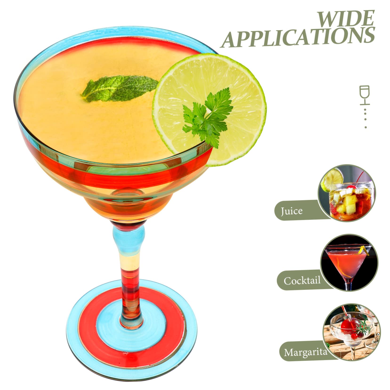 Bicchiere Da Margarita Dipinto Mano Trasparentper Cocktail Vino Succo e Dessert Decorativo Per Feste Matrimonio e Formali