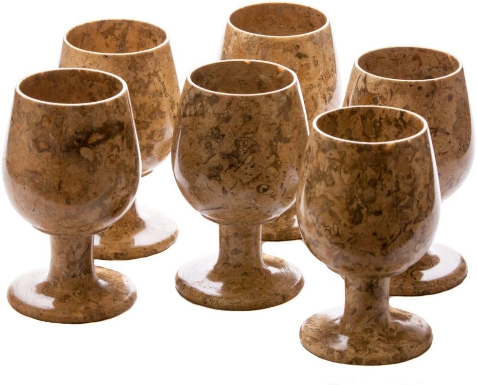 Fossil Marble Wine Glass Set 3" x 5" Wine Goblets Wine