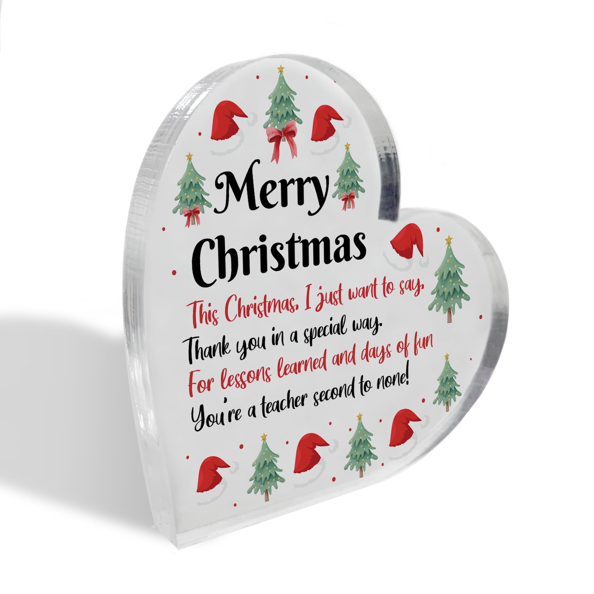 Red Ocean Gifts For Teacher Teaching Assistant For Christmas Poem Freestanding Acrylic Heart Plaque Teacher Gift Christmas Thank You Gift From Kids Student Keepsake