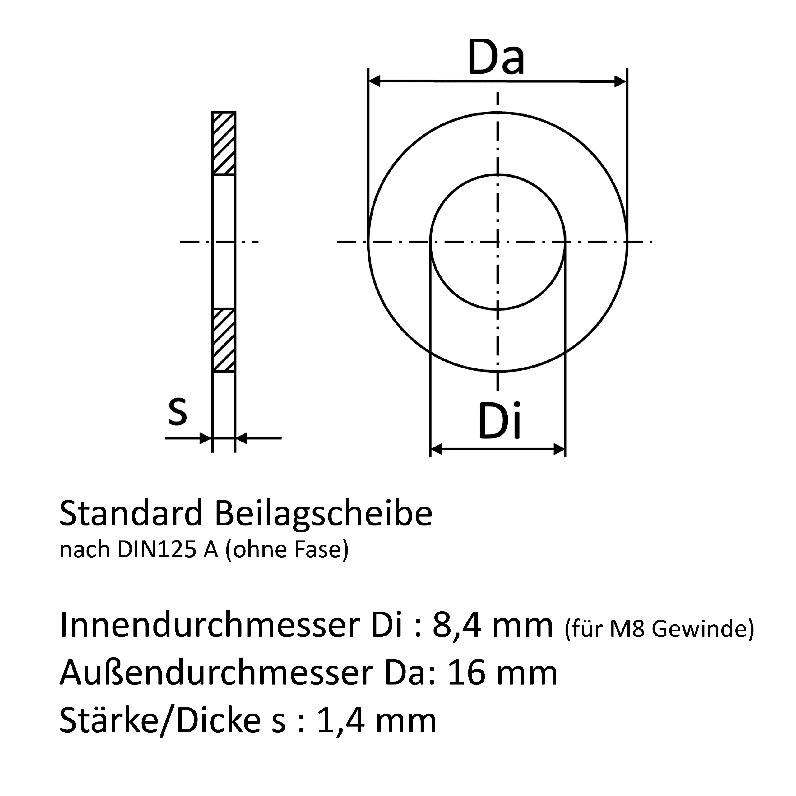 Standard Washers M8 Stainless Steel Pack of 25, Plastic-Free Packaging Schrauben4Life, A2-70, DIN125 Stainless Steel - Image 4