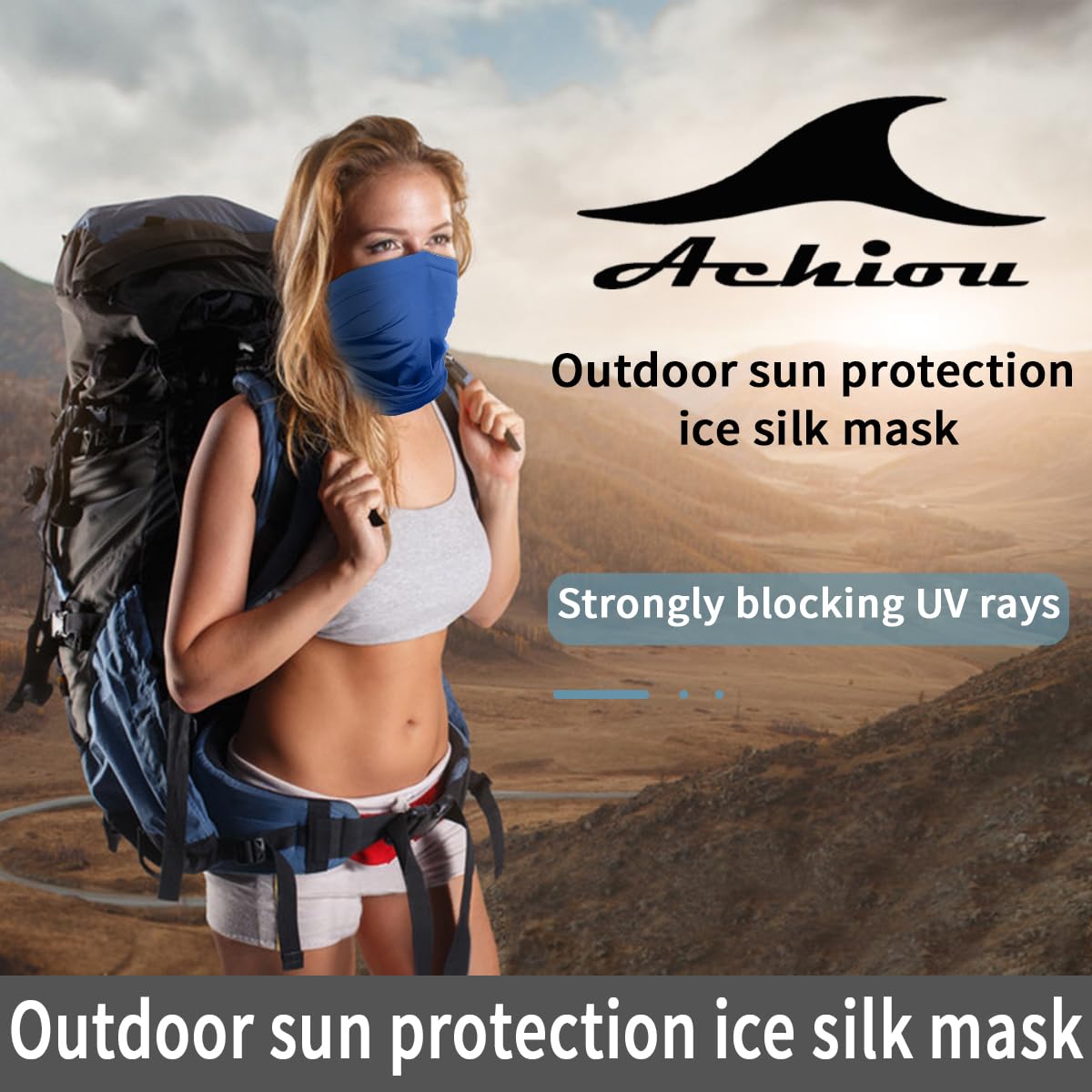 Achiou Bufanda de cuello refrescante, máscara de protección UV para hombres y mujeres, suave, resistente al viento, senderismo, ciclismo, correr