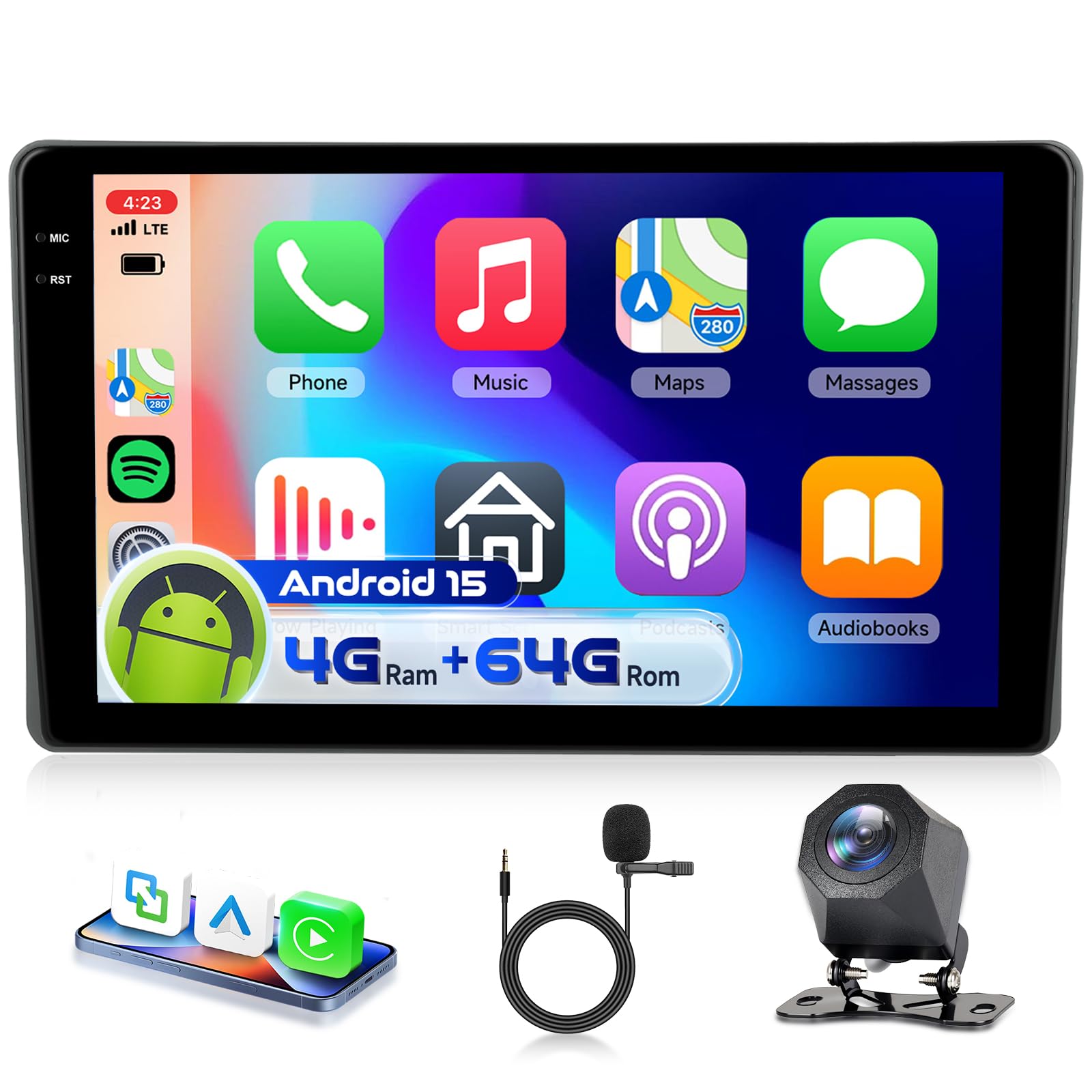 Radio para coche VECHTEL de 9" con Android Auto para un guiado GPS cómodo 8