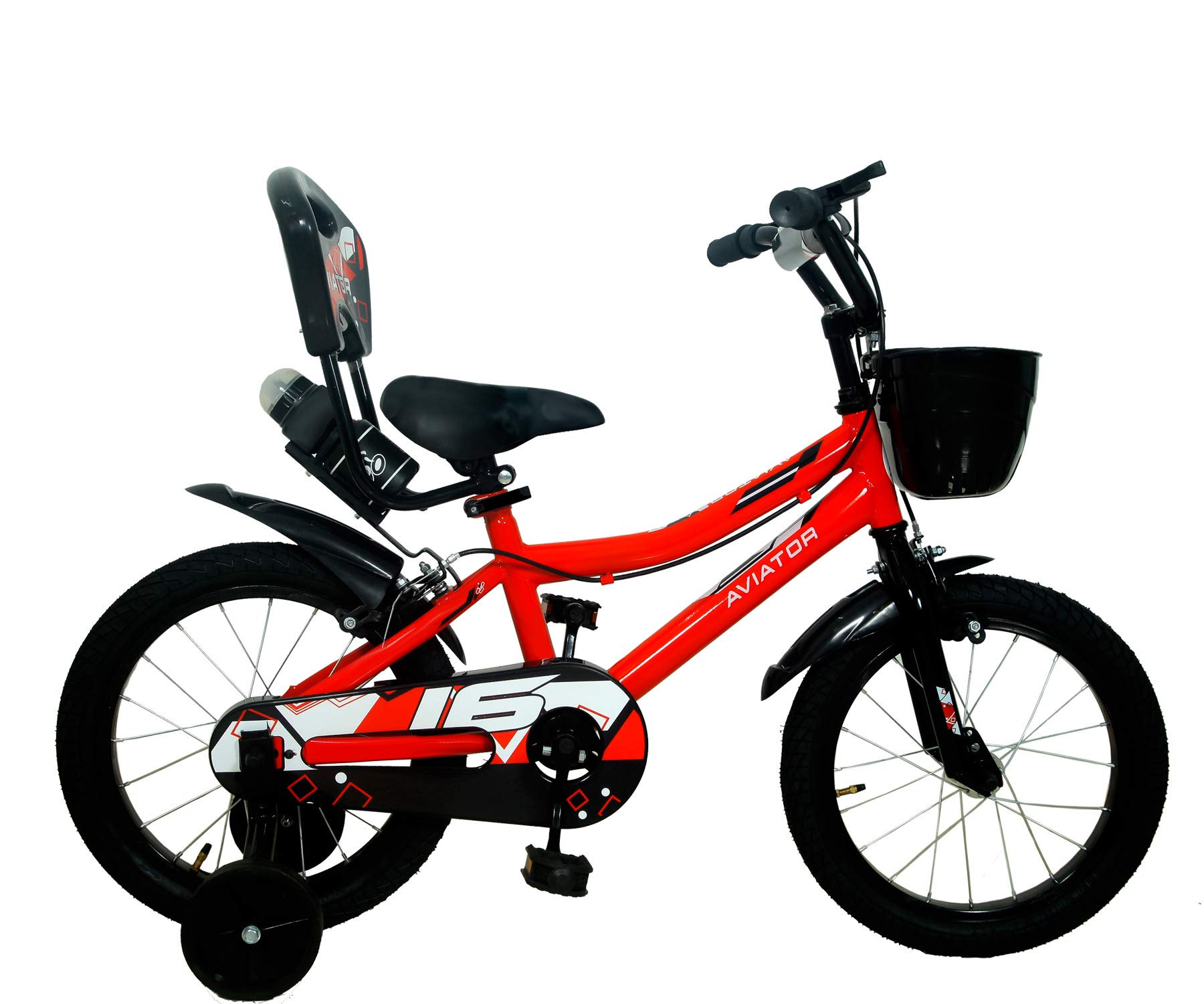 CAYA Aviator Tubular 16T Kids Cycle for Boys & Girls | Steel Frame 16 Inch Unisex Bicycle with Adjustable Seat,Caliper Brakes,Training Wheel | 80% Assembled | Perfect for Ages 5-8 - (Red)-image-48