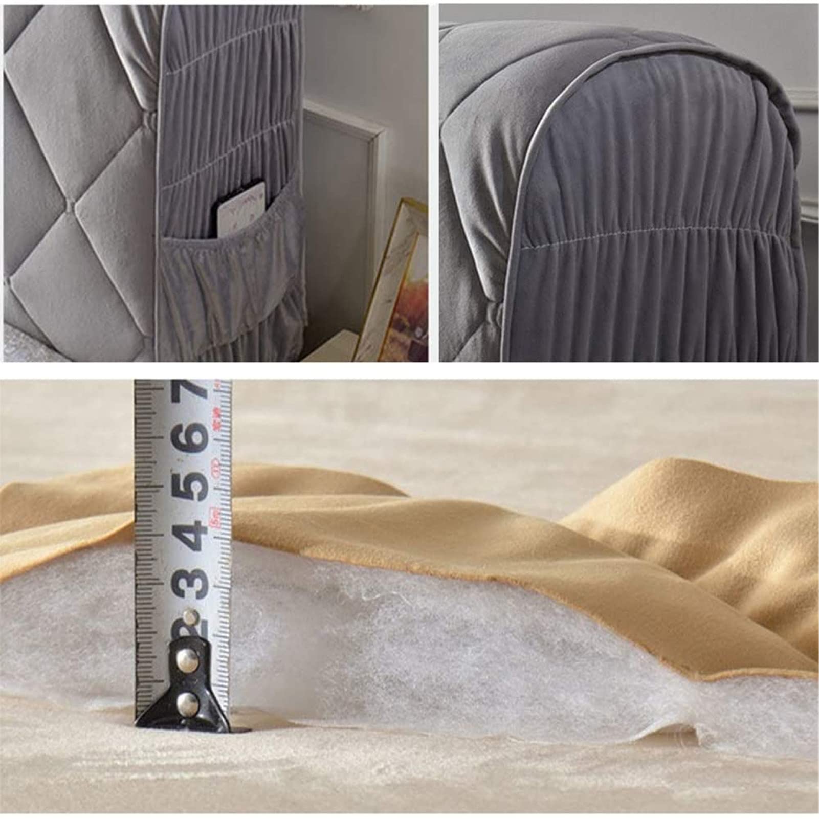 Copertura per Testiera, Copritestiera Letto Copertura/Copri Testata Letto Matrimoniale/Singol Imbottito Fodera Elastica Protezione per Letto Copri Testata Letto (180cm/70.9in,Avorio)