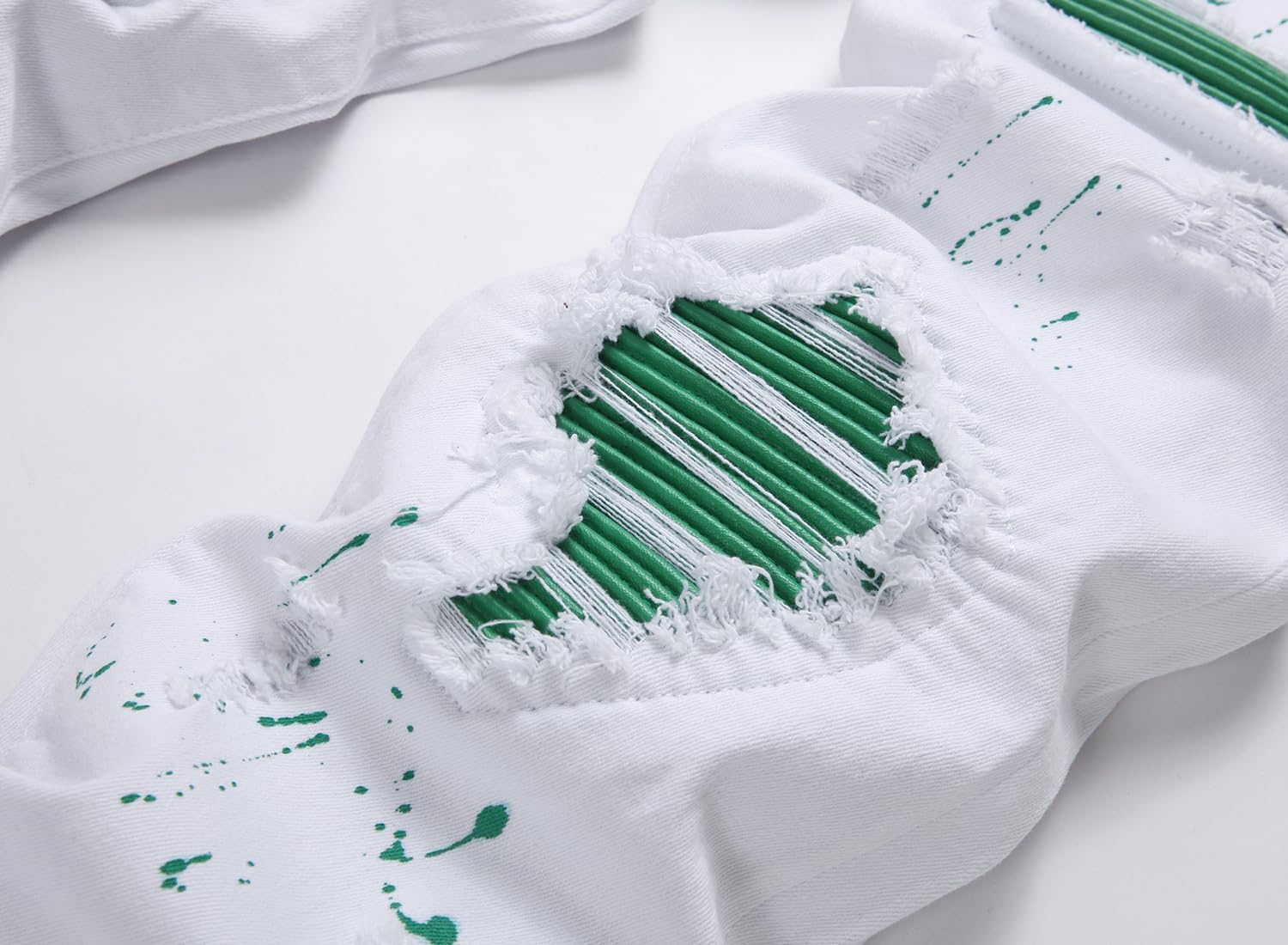 Men's Ripped Patch Elastic Jeans Fashion Slim Fit Regular Denim Pants - Image 5