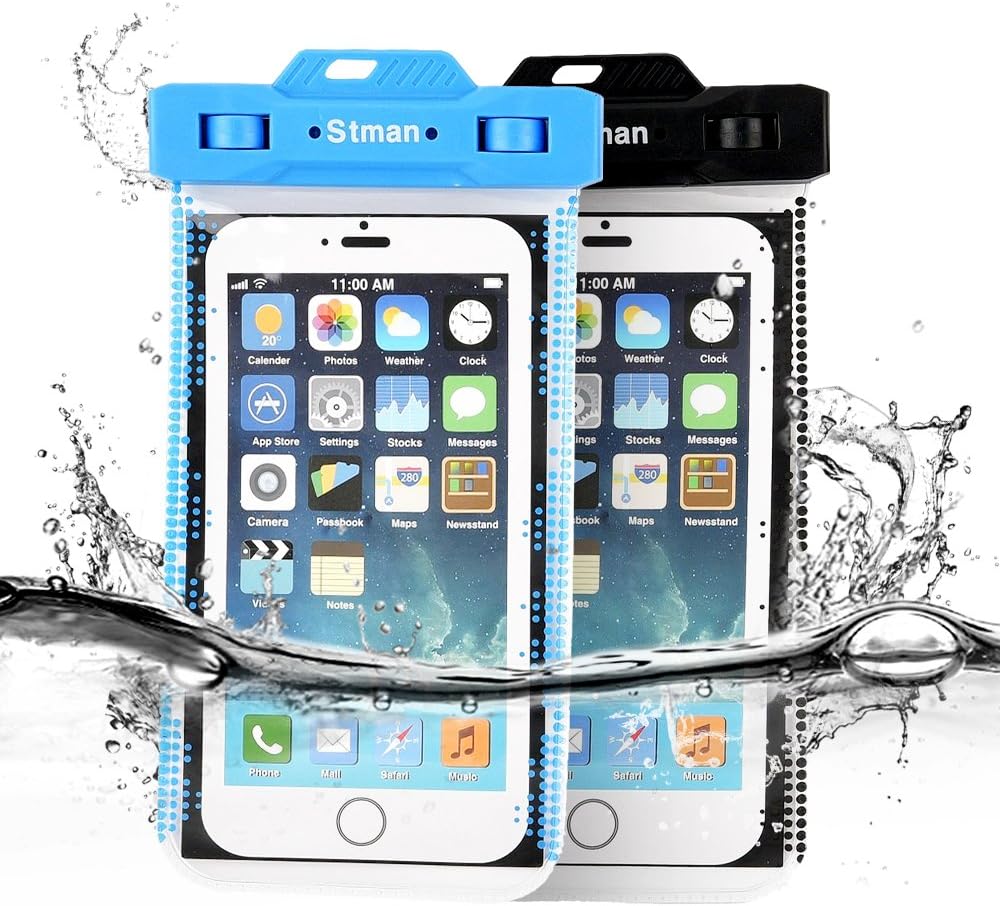 STMAN Phone Waterproof Case STMAN Universal Cell Phone Dry Bag Touch ID for iPhone 6Plus, 6S Plus, Devices up to 6.0" (3-PACK)Black+Blue+Pink