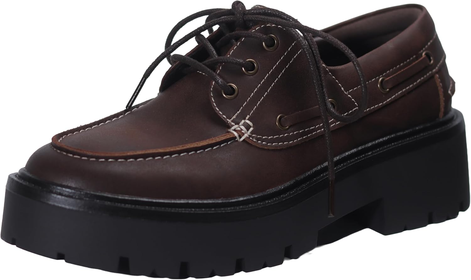 Women's Oxford Shoes Lace-Up Design with Low Platform Heel Non-Slip Sole for Versatile Wear Easy Match Footwear