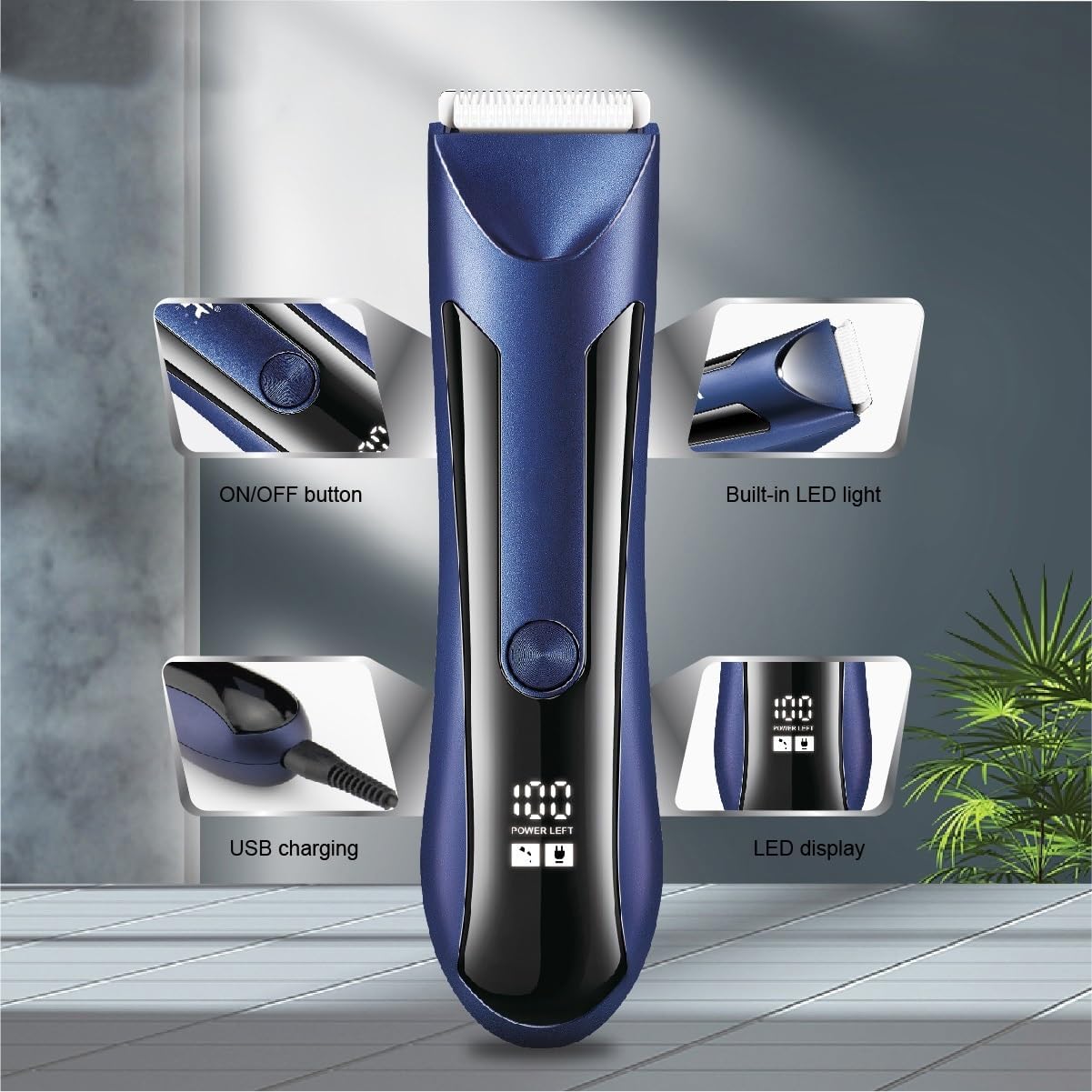 Mens Hair Clippers Rechargeable Hair Cutting Machine Haircut Professional Hair Trimmer Digital Display for Men(Black)