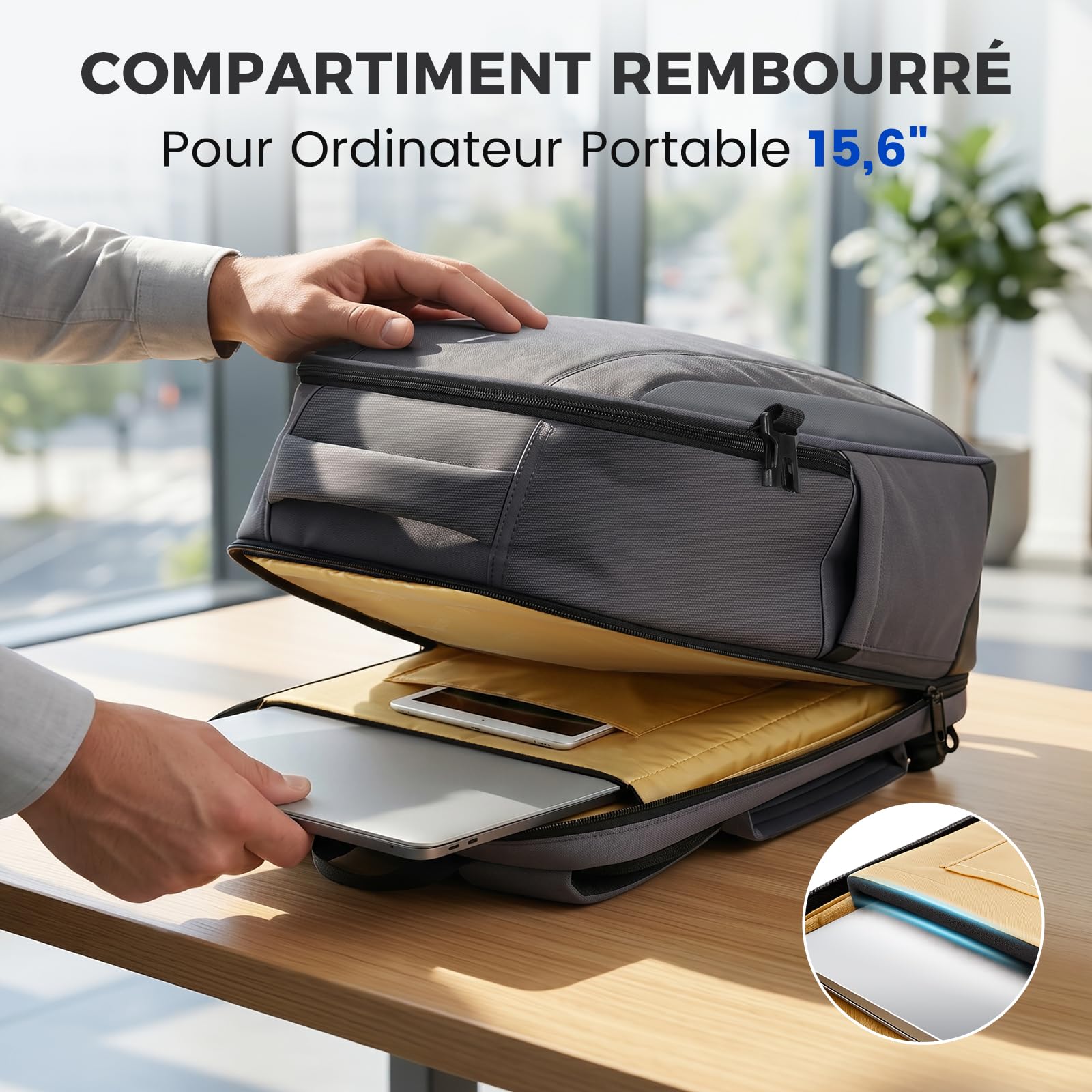 MATEIN Sac à Dos Ordinateur Portable 15.6 Pouces, Sac a Dos Homme Travail | Sac a Dos Antivol Imperméable avec Poches Accessoires, Serrure TSA, Sac a Dos PC Portable pour Travail, Voyage, Cadeau, Gris