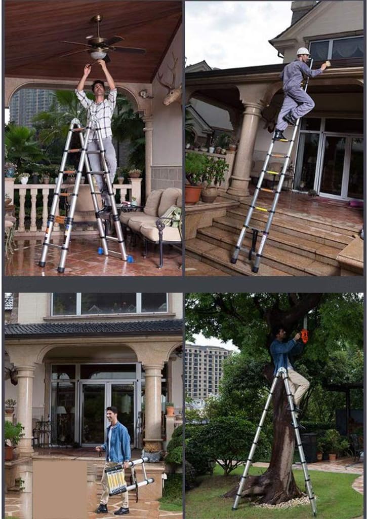 Extension Ladder, Multi-Function Folding Ladder, Indoor Herringbone Ladder, Aluminum Thickening Engineering Straight Ladder, Liftable Stairs (Size : 3.1m+3.1m=6.2m(20.34 ft))