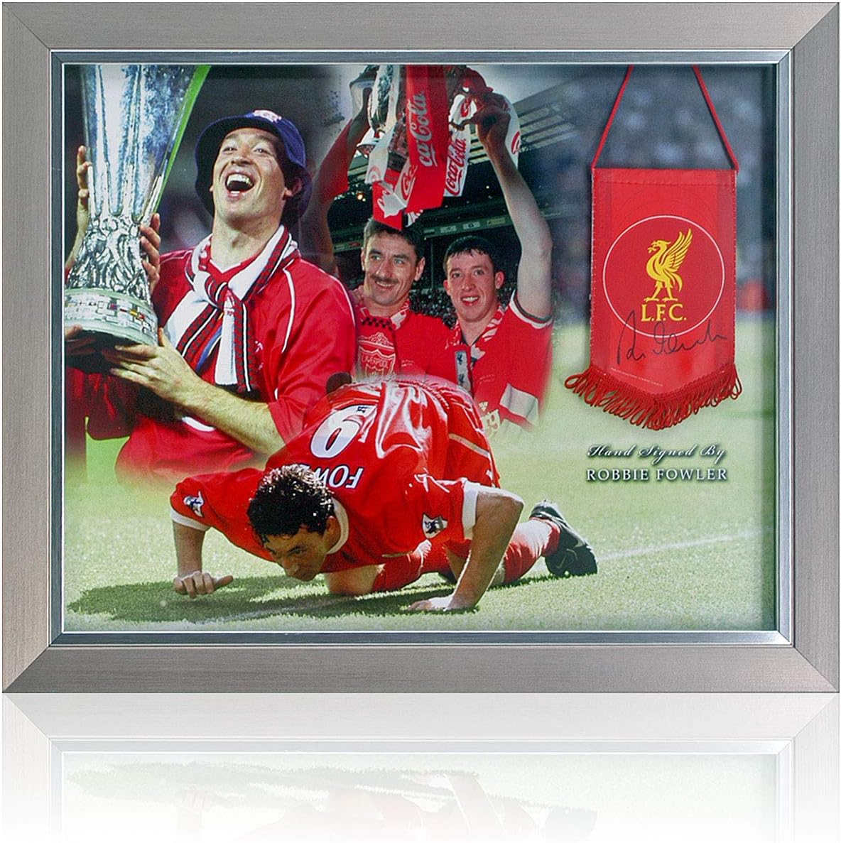 BSM Robbie Fowler Hand Signed Liverpool Crest Pennant Presentation AFTAL COA