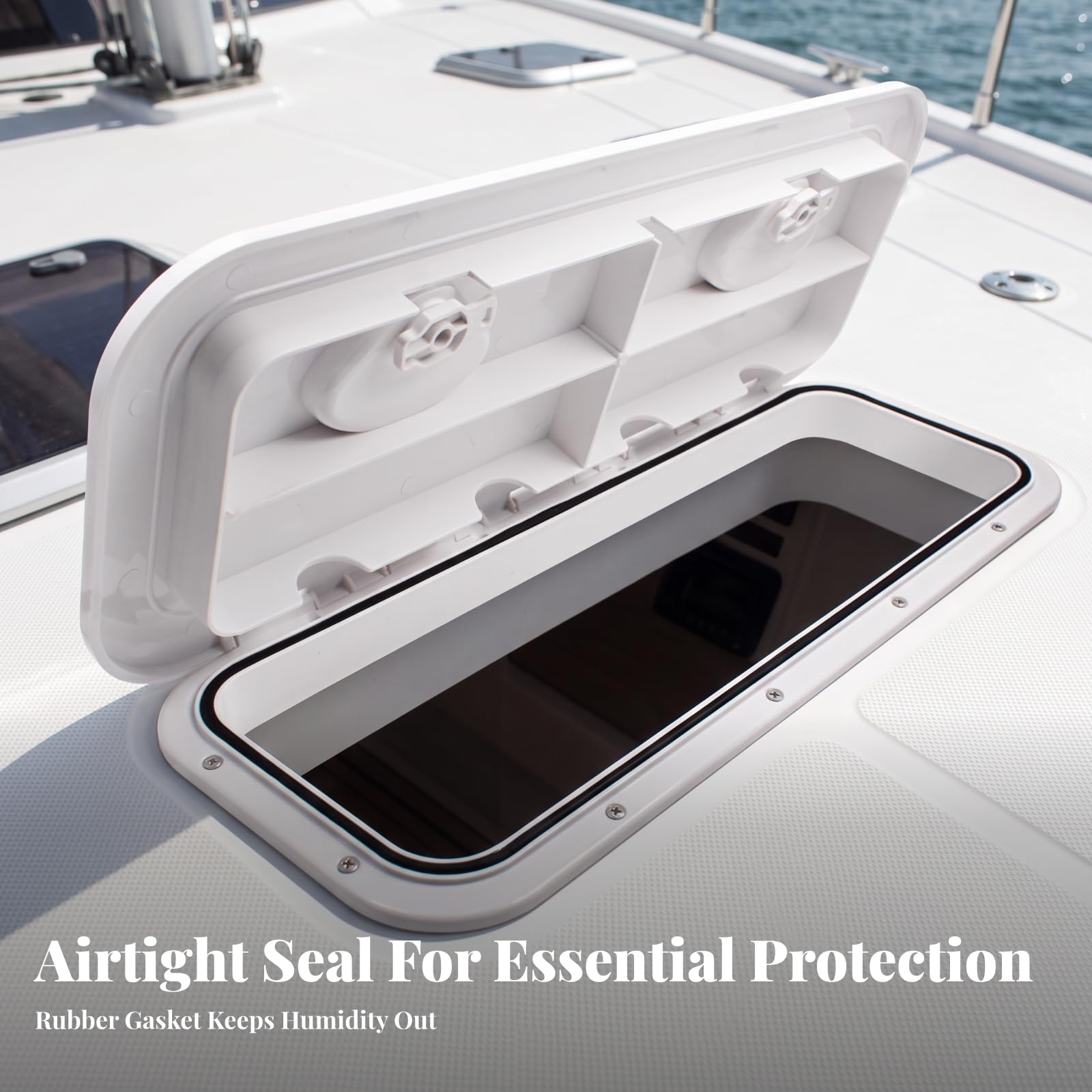 Sportello Botola Nautica Coperchio Ponte Barca Portello Ispezione con Guarnizione in Fibra di Vetro Coperchio Basso Profilo Dal Design Elegante Tenuta Efficace Adatto Sottocoperta E Stivaggi