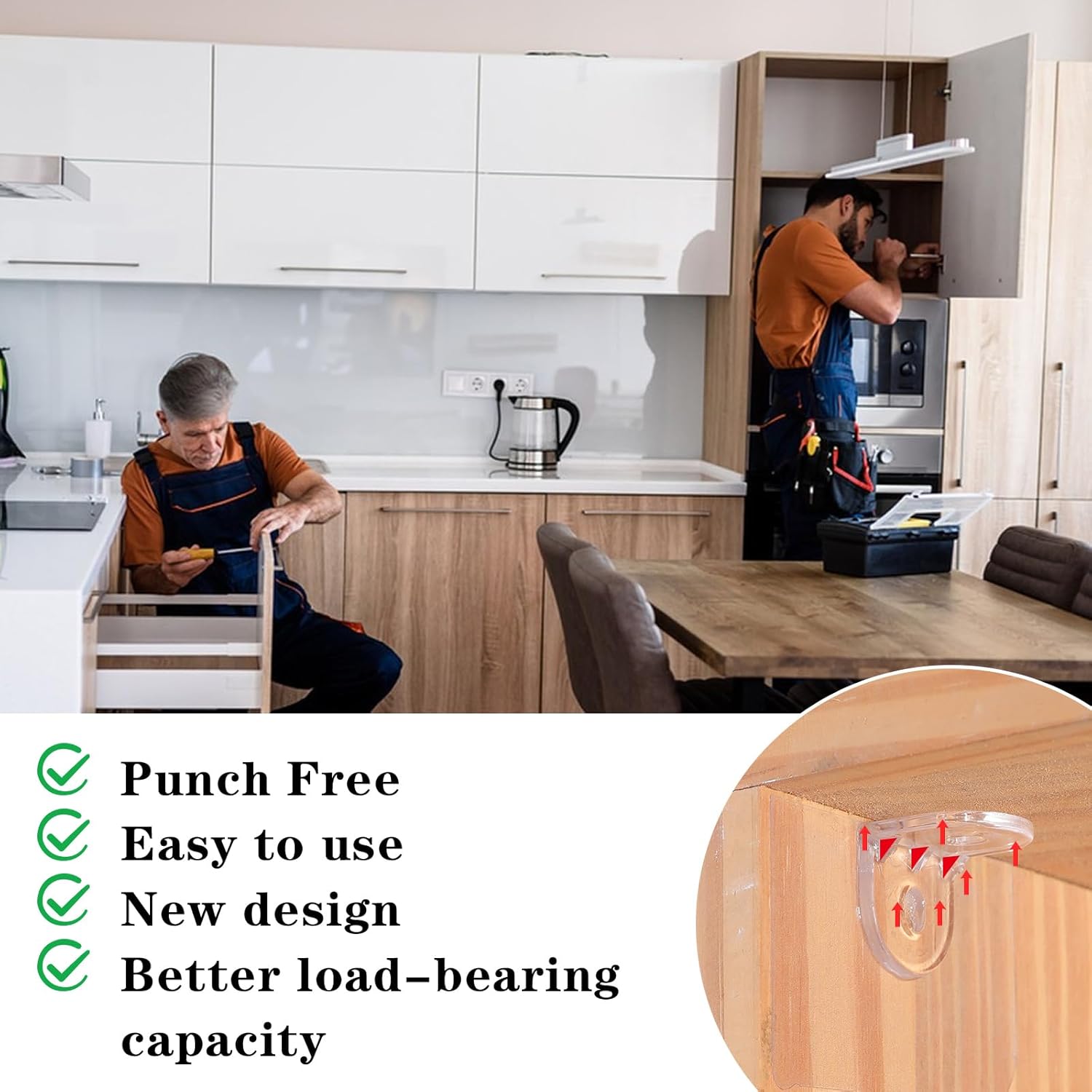 20 Pcs Plastic Self Adhesive Bracket Shelf Support Peg Partition Pin Kit Clear Plastic Replacement for Furniture Kitchen Cabinet Book Shelves Closet Brackets Clapboard Layer