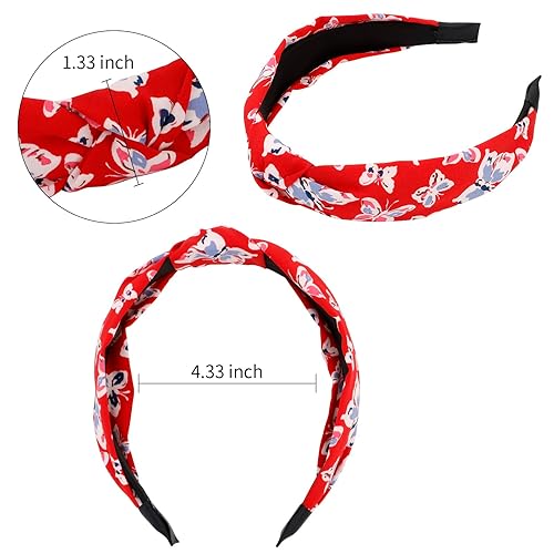 Vista 31 de VELSCRUN Diademas anudadas para mujer, 12 unidades, diadema ancha, estilo bohemio, turbante, banda elástica para el cabello, accesorios