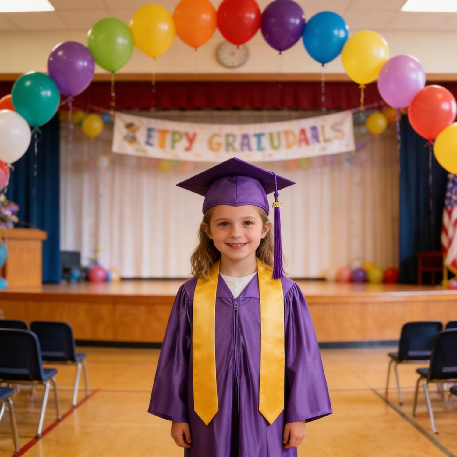 LMYOVE Kindergarten Graduation Cap and Gown Set Preschool Graduation Gown Cap