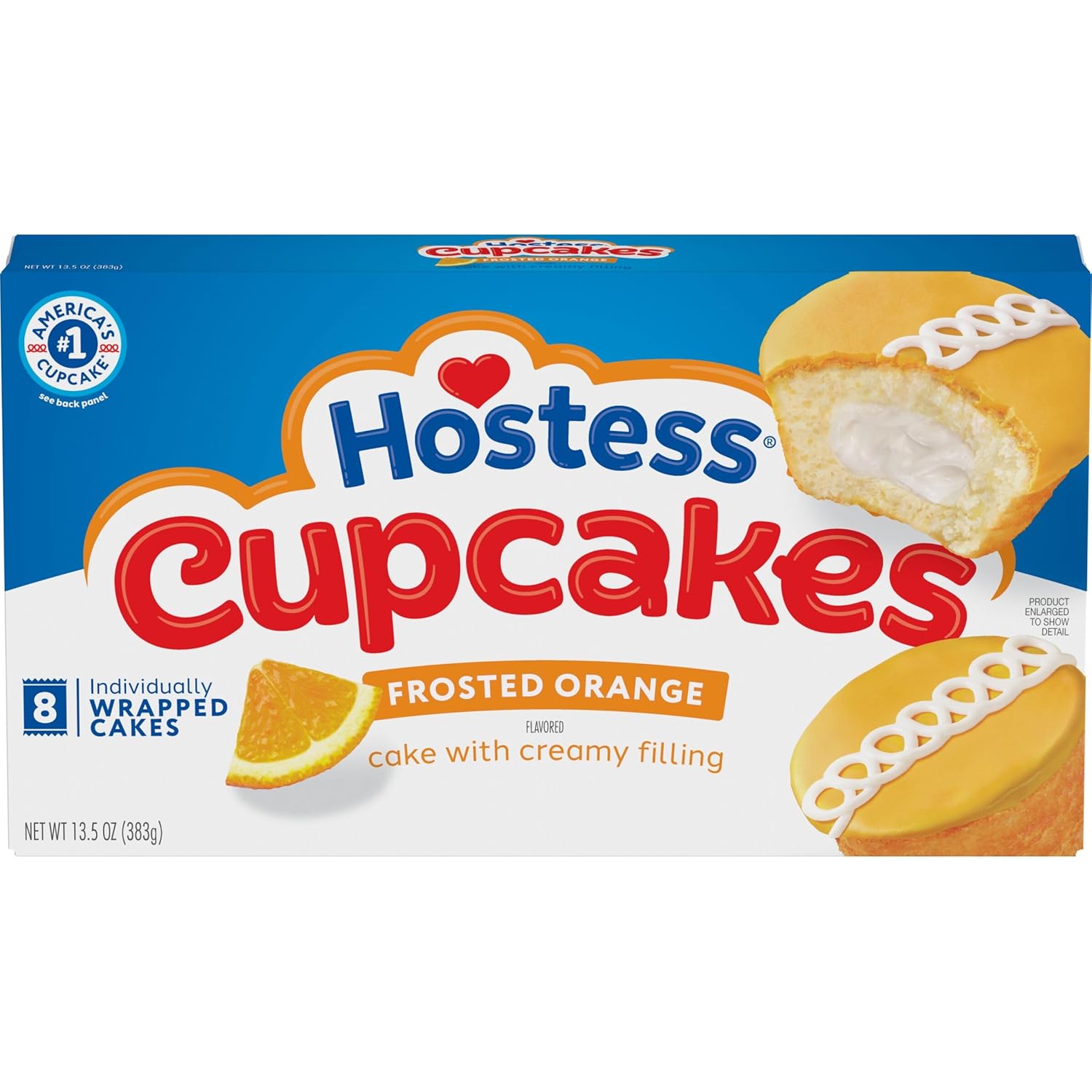 Hostess Orange Cupcakes 8 Count - Fluffy Orange Snacks with Creamy Filling & Squiggle Icing, Individually Wrapped