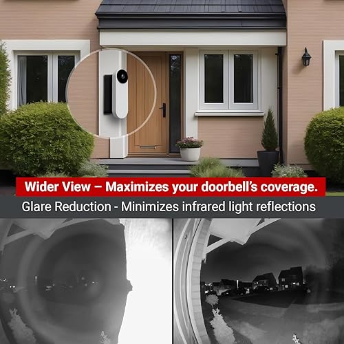 Vista 16 de Cuña de montaje en esquina de 45° compatible con Google Nest Hello Video Doorbell de 1ª generación, con cable, te permite apuntar timbre, mejor